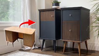 Turning an Old Desk into MidCentury Modern Nightstands [upl. by Tarrance786]