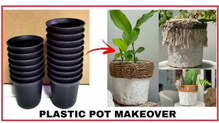 3 Ways to Transform UGLY Plastic Plant PotsNursery Pots Makeover [upl. by Asilak]