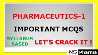 PHARMACY  IMPORTANT MCQS OF PHARMACEUTICS 1 [upl. by Yun780]