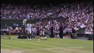 Rosol knocks over Rafa Nadals bottle  Wimbledon 2014 [upl. by Ylrebnik]