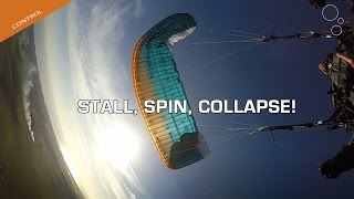 Paraglider Control Stall Spin Collapse [upl. by Ecinnaj163]