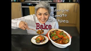 AUBERGINE TOMATO CHICKPEA BAKE  Vegan Moussaka  New take on moussaka recipe  Food with Chetna [upl. by Gambrell]