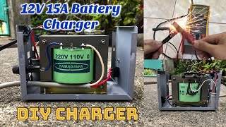 DIY 12V 15A Car Battery Charger  12V Center Tapped Transformer [upl. by Marchese]