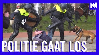 Politie slaat met veel geweld demonstranten van Malieveld [upl. by Tnerual]