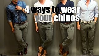 4 Ways To Wear Your Chinos  A Chino Tutorial [upl. by Ahtnamas]