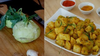 Easy Kohlrabi Recipe Indian  How To cook Kohlrabi [upl. by Calvert]