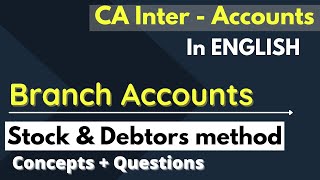 1 Branch accounts  Stock amp Debtors method In ENGLISH  CA Intermediate [upl. by Hernardo]