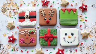 Simple amp Easy CHRISTMAS COOKIE SQUARES  6 Simple Christmas Designs [upl. by Legge]